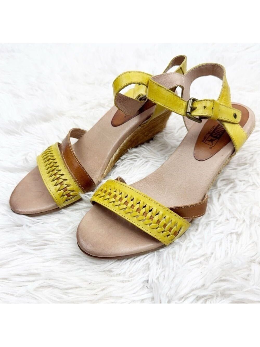 Pikolinos Strappy Leather Espadrille Wedge Sandals
